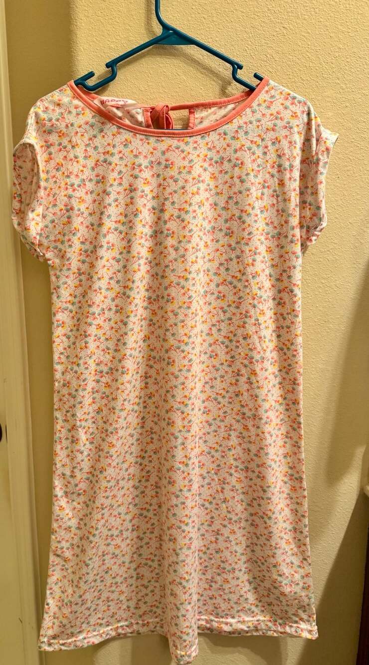 Happy Floral Short Sleeve Nightgown Pink Peach Short Sleeve Nightgown